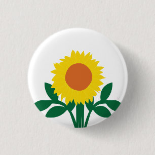 Zonnebloem Gele Floral Ronde Button 3,2 Cm