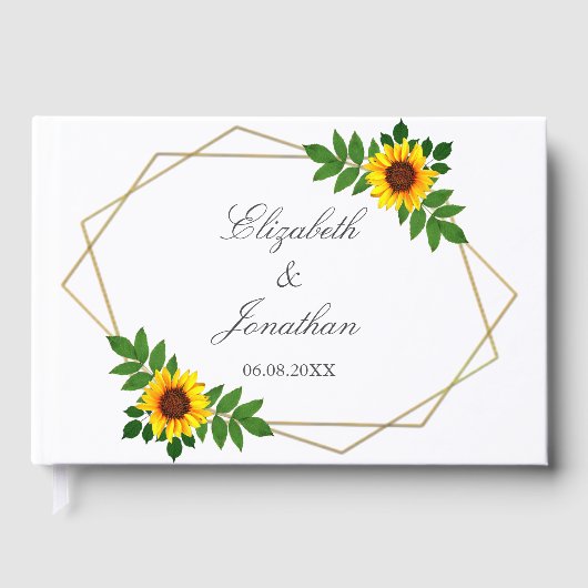 Zonnebloem Geometric Wedding Gastenboek (Voorkant)