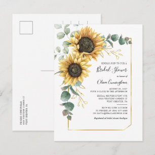 Zonnebloem Geometrisch script Floral Vrijgezellenf Uitnodiging Briefkaart