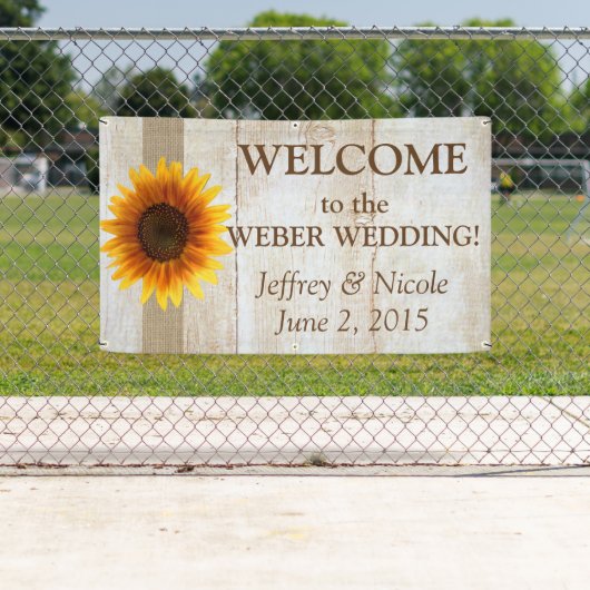 Zonnebloem gepersonaliseerde aangepaste bruiloft b spandoek (Insitu)
