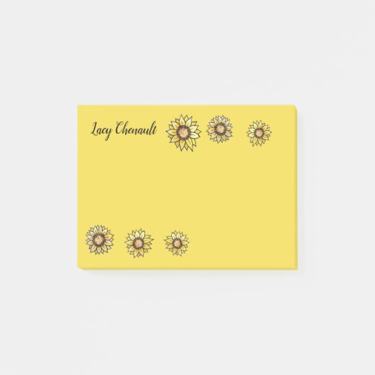 Zonnebloem gepersonaliseerde kunst post-it® notes (Voorkant)