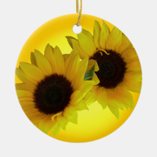 Zonnebloem Gepersonaliseerde zonnebloemschenken Keramisch Ornament