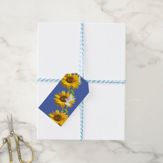 Zonnebloem Gift Labels Dove Floral Cadeaulabel (Met Touw)