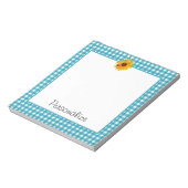 Zonnebloem Gingham met naam Notitieblok (Gedraaid)