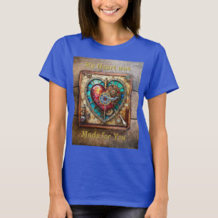 Zonnebloem Glas-in-lood Hart Steampunk Serie T-shirt