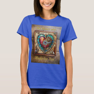 Zonnebloem Glas-in-lood Hart Steampunk Serie T-shirt