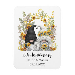 Zonnebloem Gnomes 5e bruiloft Jubileum Custom Magneet