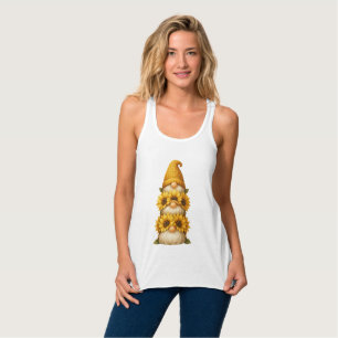 Zonnebloem Gnoom Verborgen Glimlach Onder De Goude Tanktop