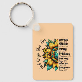 Zonnebloem God zegt dat je bent Sleutelhanger