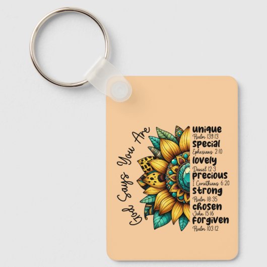 Zonnebloem God zegt dat je bent Sleutelhanger (Voorkant)