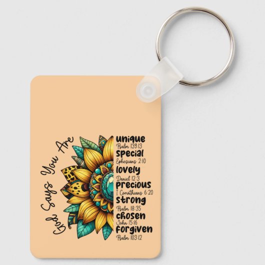 Zonnebloem God zegt dat je bent Sleutelhanger (Achterkant)