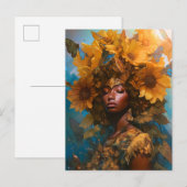 Zonnebloem Godin Fantasy Art Briefkaart (Voorkant / Achterkant)