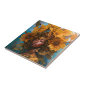 Zonnebloem Godin Fantasy Art Tegeltje (Zijkant)