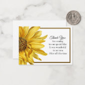 Zonnebloem Goud Lijst Dankjewel Kaart Notitiekaartje (Voorkant / Achterkant in situ)