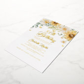 Zonnebloem Gouden Vlinder 50ste Verjaardagsfeest Folie Uitnodiging (Gedraaid)