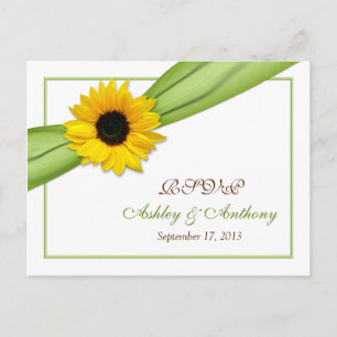 Zonnebloem Green Ribbon Wedding RSVP Reageer Brief Uitnodiging Briefkaart