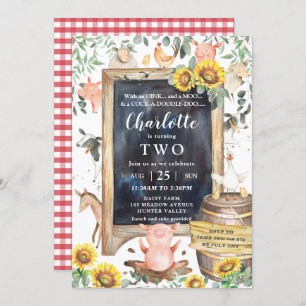 Zonnebloem Greenery Farm Animals Barnyard Birthday Kaart