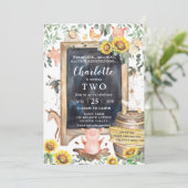 Zonnebloem Greenery Farm Dieren Barnyard Verjaarda Kaart (Staand voorkant)