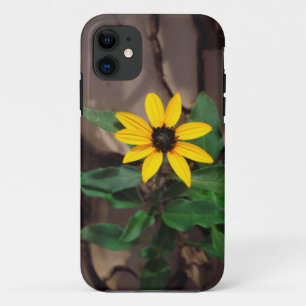 Zonnebloem groeiend uit gebarsten modder iPhone 11 hoesje