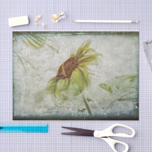 Zonnebloem Groen Antiek Grunge Tissuepapier (Craft)