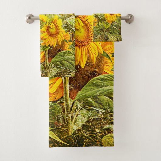 Zonnebloem  Groen Geel Land Bad Handdoek (Insitu)
