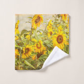 Zonnebloem  Groen Geel Land Bad Handdoek (Wasdoekje)
