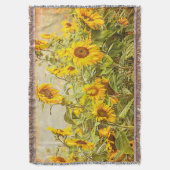 Zonnebloem Groen Geel  Land Kunst Deken (Voorkant Verticaal)