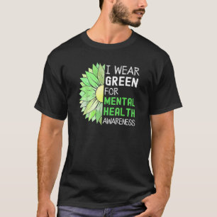 Zonnebloem groen Ik Draag groen voor mentale gezon T-shirt
