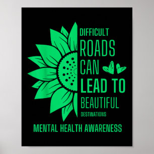 Zonnebloem groen lint mentale gezondheid bewustzij poster