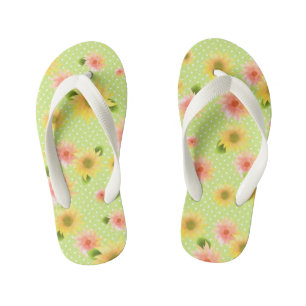 Zonnebloem Groen. Teenslippers kind