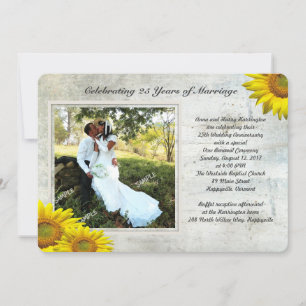 Zonnebloem Grunge Foto Reneing Marriage Vows Kaart