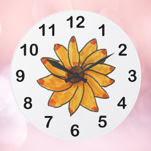 Zonnebloem Hand getrokken geel Grote Klok