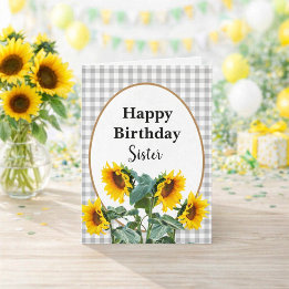 Zonnebloem Happy Birthday Zuster Floral Greeting Kaart