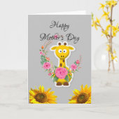 Zonnebloem Happy Moederdag Folded Wenskaart Kaart (Gele Bloem)