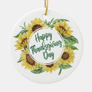 Zonnebloem Happy Thanksgiving Floral   Versiering Keramisch Ornament