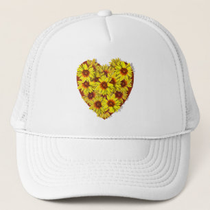 Zonnebloem Hart Hoed Trucker Pet