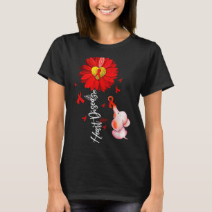 Zonnebloem Hart Krijger Rode Olifant Hartziekte T-shirt