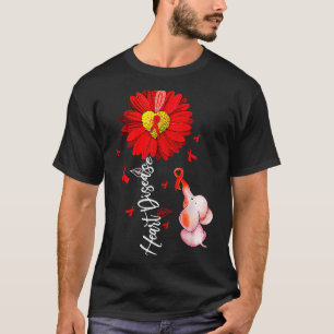 Zonnebloem Hart Krijger Rode Olifant Hartziekte T-shirt