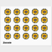 Zonnebloem Hart op buffelstang Ronde Sticker (Vel)