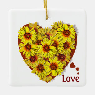 Zonnebloem Hart Ornament