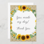 Zonnebloem Hartelijk dank Bedankkaart (Voorkant / Achterkant)