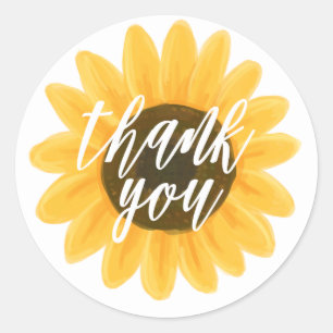 Zonnebloem Hartelijk dank! Ronde Sticker