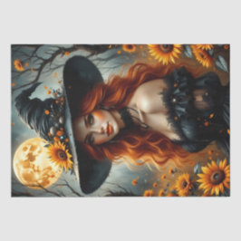 Zonnebloem Harvest Witch met Fiery Red Hair Tissuepapier