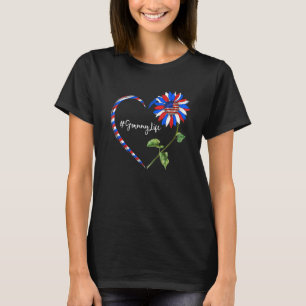 Zonnebloem Heart American Granny Life Verenigde St T-shirt