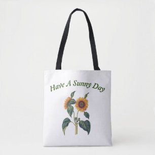  zonnebloem 'Heb een zonnige dag'-Canvas tas