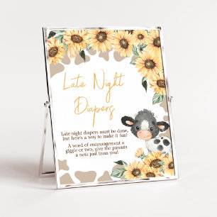 Zonnebloem Heilige Koe Baby shower Late Night Luie Poster