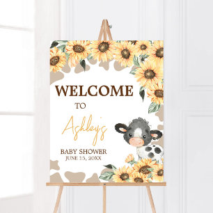 Zonnebloem Heilige Koe Baby shower Welkom Poster