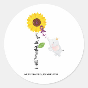 Zonnebloem Heimerheimer Bewustzijn Ik zal herinner Ronde Sticker