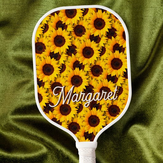 Zonnebloem Helianthus annuus Elegant Script Name Pickleball Paddle