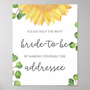 Zonnebloem helpt de drukke bruid Adres Poster
